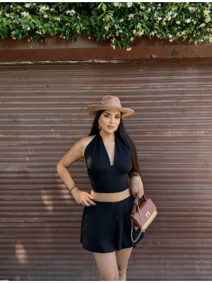 Siyah Büstiyer Etek İkili Takım