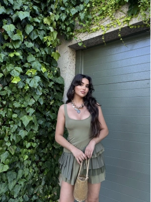 Haki Şortlu Piliseli Elbise