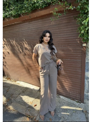 Taş Yarasa Kol Keten Takım