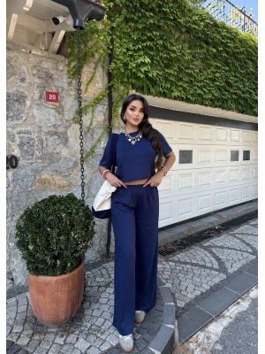 Lacivert Bisiklet Yaka Oversize Takım