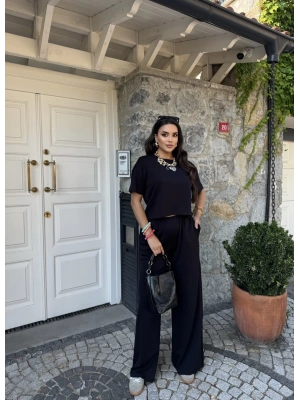 Siyah Bisiklet Yaka Oversize Takım