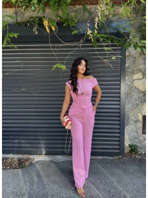 Pembe Omuz Detay Alt Üst Takım