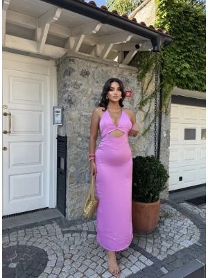 Pembe Sırt Detay Zra Dekolteli Elbise