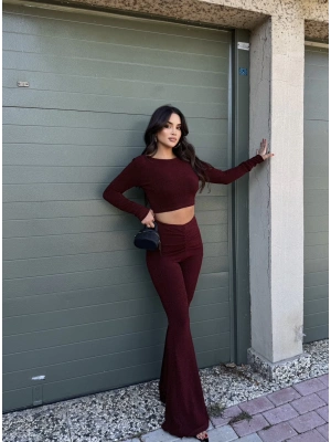 Bordo Simli Sırt Detay İkili Takım