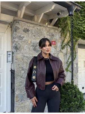 Bordo Bomber Deri Ceket