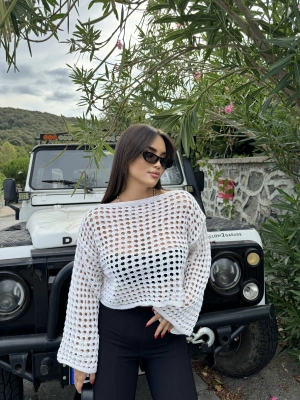 Bej Ajurlu Triko Bluz