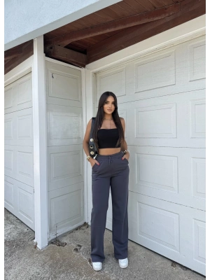 Antrasit 3 İplik Bol Paça Eşofman Altı