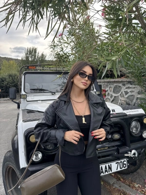 Siyah Balon Kol Deri Ceket