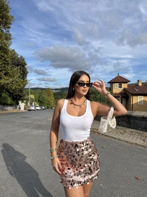 Pembe Payetli Mini Etek