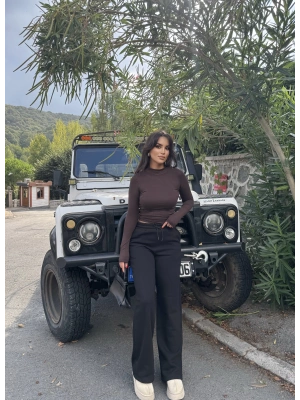 Siyah 3 İplik Bol Paça Eşofman Altı