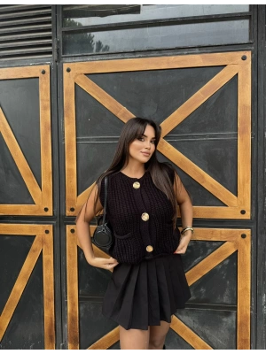 Siyah Zra Örgü Yelek