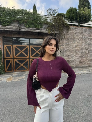 Mürdüm İspanyol Kol Basic Bluz