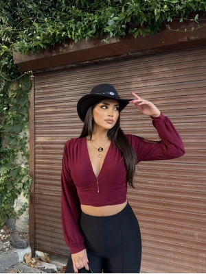 Bordo V Yaka Sandy Bluz