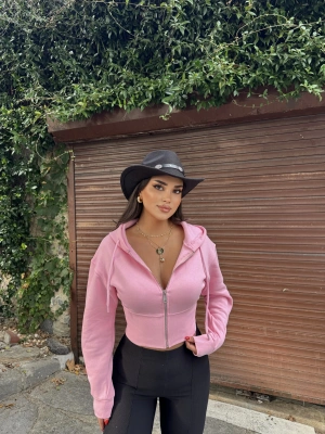 Pembe Premium Crop Sweatshırt