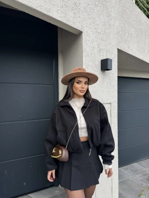 Siyah Kaşe Bomber Mont