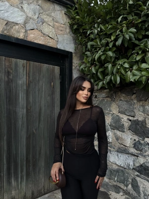 Siyah Transparan Bluz