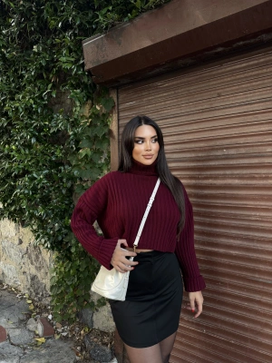 Bordo Balıkçı Yaka Kazak