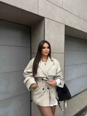 Bej Midi Boy Tasarım Trençkot
