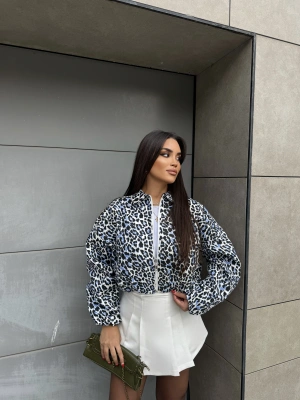 Mavi Bomber Leopar Ceket