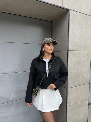 Siyah Süet Cep Detay Ceket