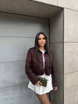 Acı Kahve Süet Cep Detay Ceket