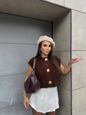 Kahverengi Zra Örgü Yelek