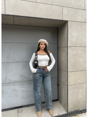 Mavi Tint Yan Cep Boyfirend Jean