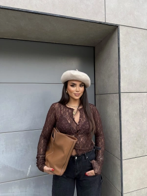 Kahverengi Dantel Hırka