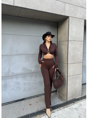 Kahverengi Tayt Pantolon