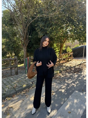 Siyah Üçlü Triko Takım