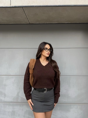 Kahverengi V Yaka Premium Kazak