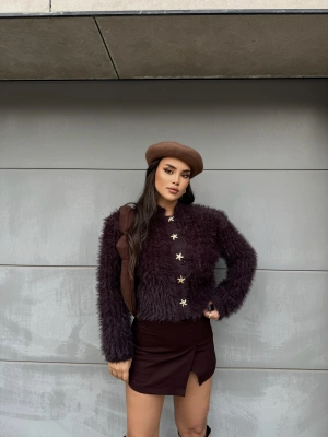 Kahverengi Yumoş Deniz Yıldızlı Kazak