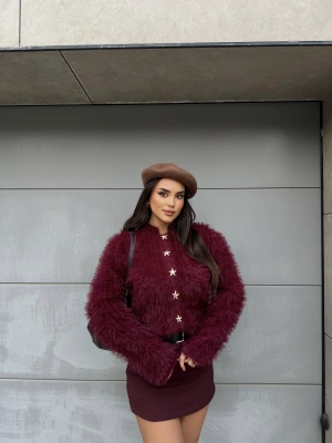 Bordo Yumoş Deniz Yıldızı Kazak