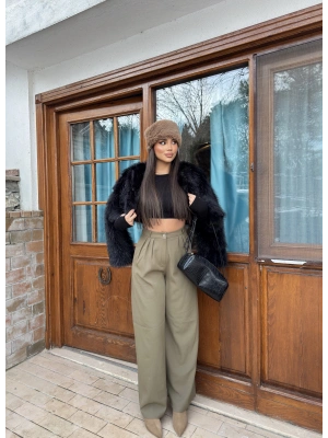 Haki Palazzo Kumaş Pantolon