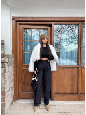 Siyah Palazzo Kumaş Pantolon