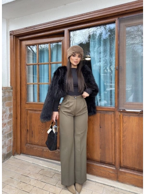 Haki Beli Lastikli Kumaş Pantolon