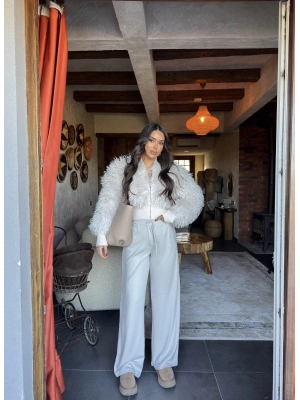 Bej Zra Viral Beli Lastikli Modal Pantolon