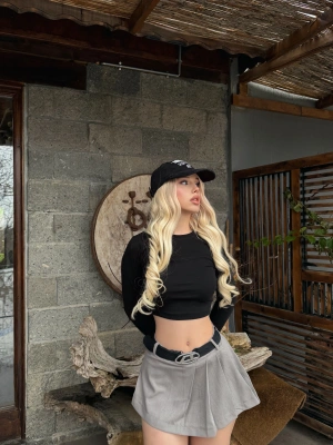 Gri Pileli Mini Şort Etek