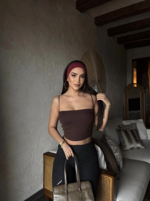 Kahverengi Askılı Gloplu Basic Crop