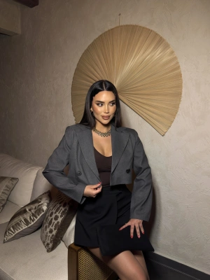 Antrasit Double Crop Ceket