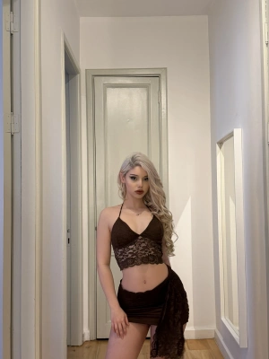 Kahverengi Dantel Detay Büstiyer Etek Takım