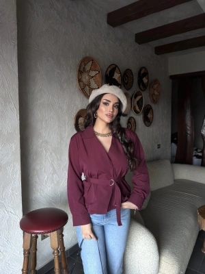 Bordo Gold Kemerli Gömlek