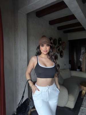 Siyah Biyeli Crop Top