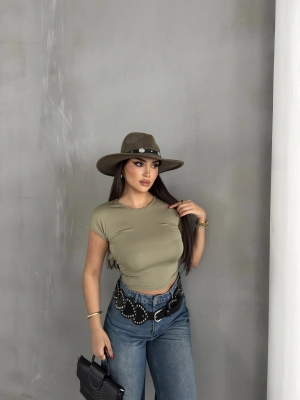 Yeşil Sırt Detay Basic Crop