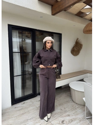 Kahverengi Beli Lastikli  Pantolon