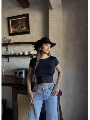 Siyah Sırt Ayarlanalabilir Crop