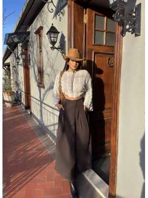 Kahverengi Etek Görünümlü Premium Pantolon