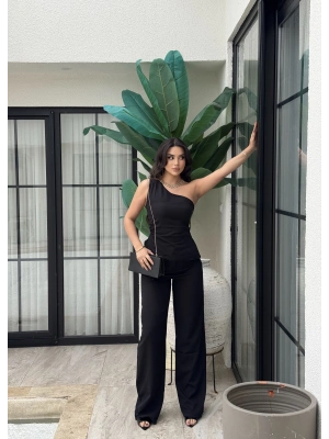 Siyah Tek Omuz Double Alt Üst Takım