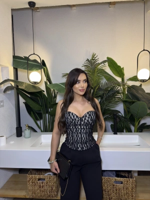 Siyah Korseli Dantel Zra Straplez Bralet