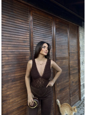 Kahverengi Dantel Büstiyer